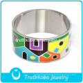 Wholesale Saudi arabia gold Bangles width stainless steel bangle with color Enamel plated bangles for women